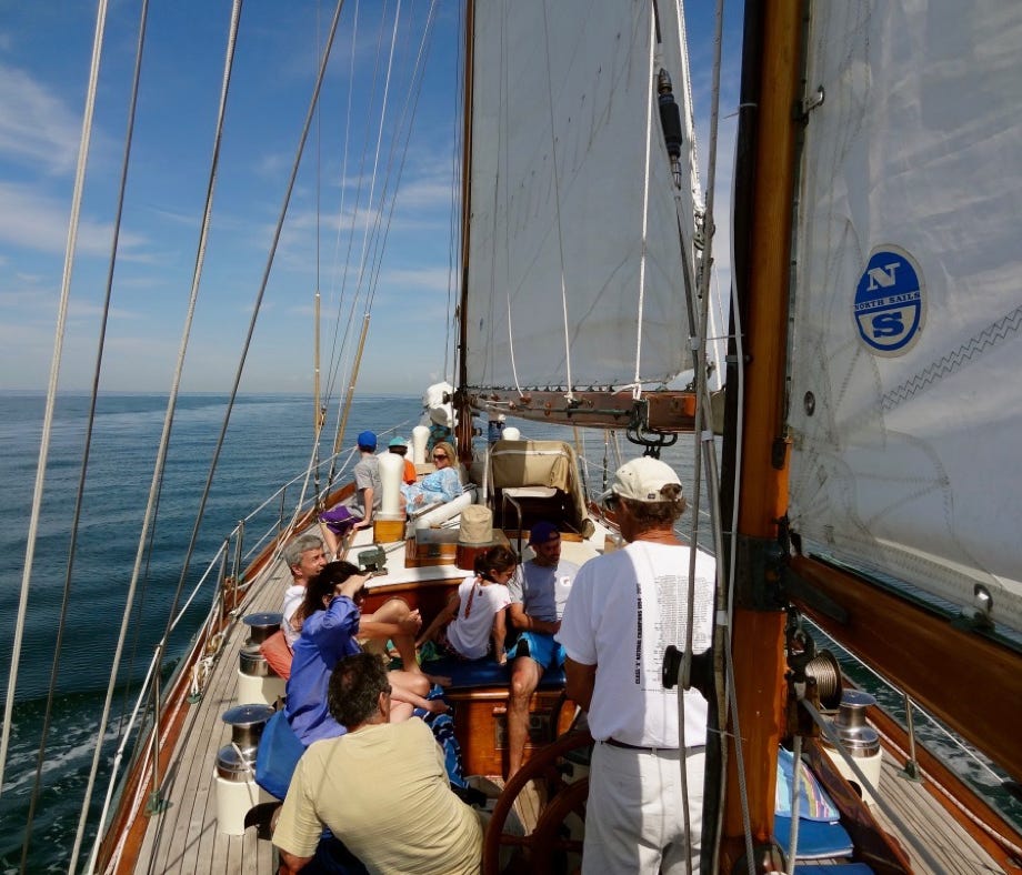 Sailboat Charter Magic Carpet out of Edgartown Harbor in Martha's Vineyard